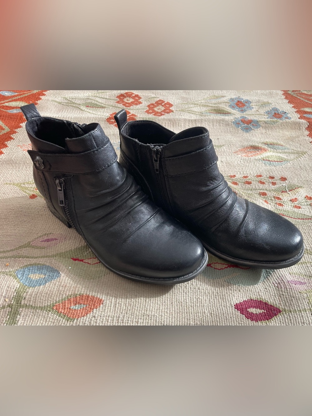 Earth Brand Brook Black Leather Ankle Boots Sz 7.5